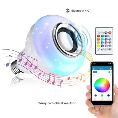 Bluetooth RGB LED Bulb with Built-in Speaker | Wireless Music Bulb | Smart App & Remote Control A1 LED