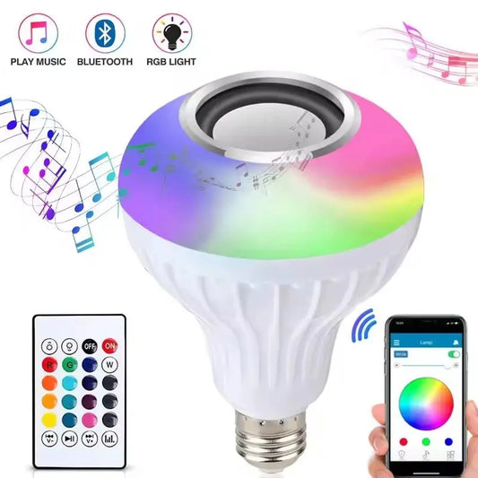 Bluetooth RGB LED Bulb with Built-in Speaker | Wireless Music Bulb | Smart App & Remote Control A1 LED