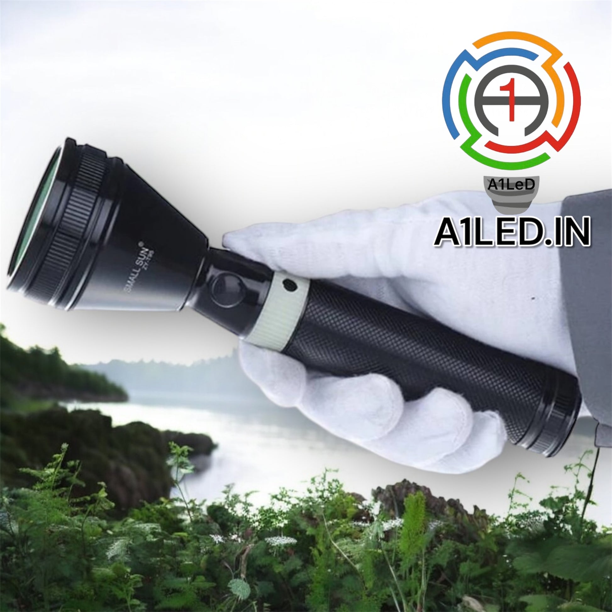 Ultra Bright Rechargeable LED Torch | Metal Body | Battery + Car & Wall Charger | Waterproof Splash - A1 LED