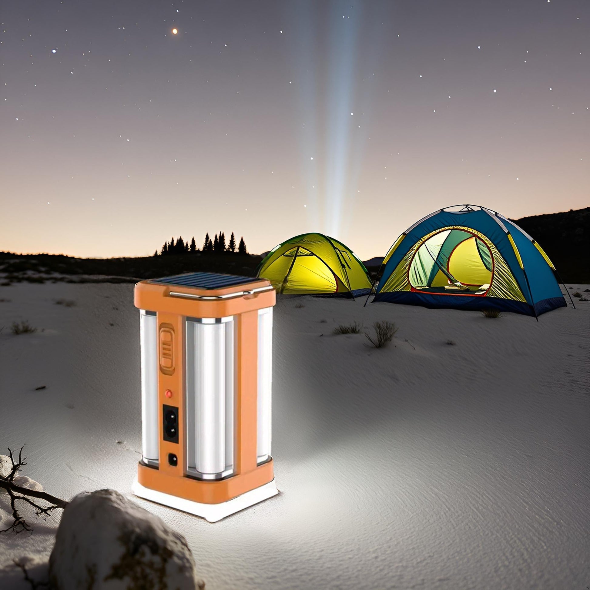 A1 LED Solar Rechargeable LED Lantern – Portable Emergency Tube Light with AC & Solar Charging (12.6cm A1 LED