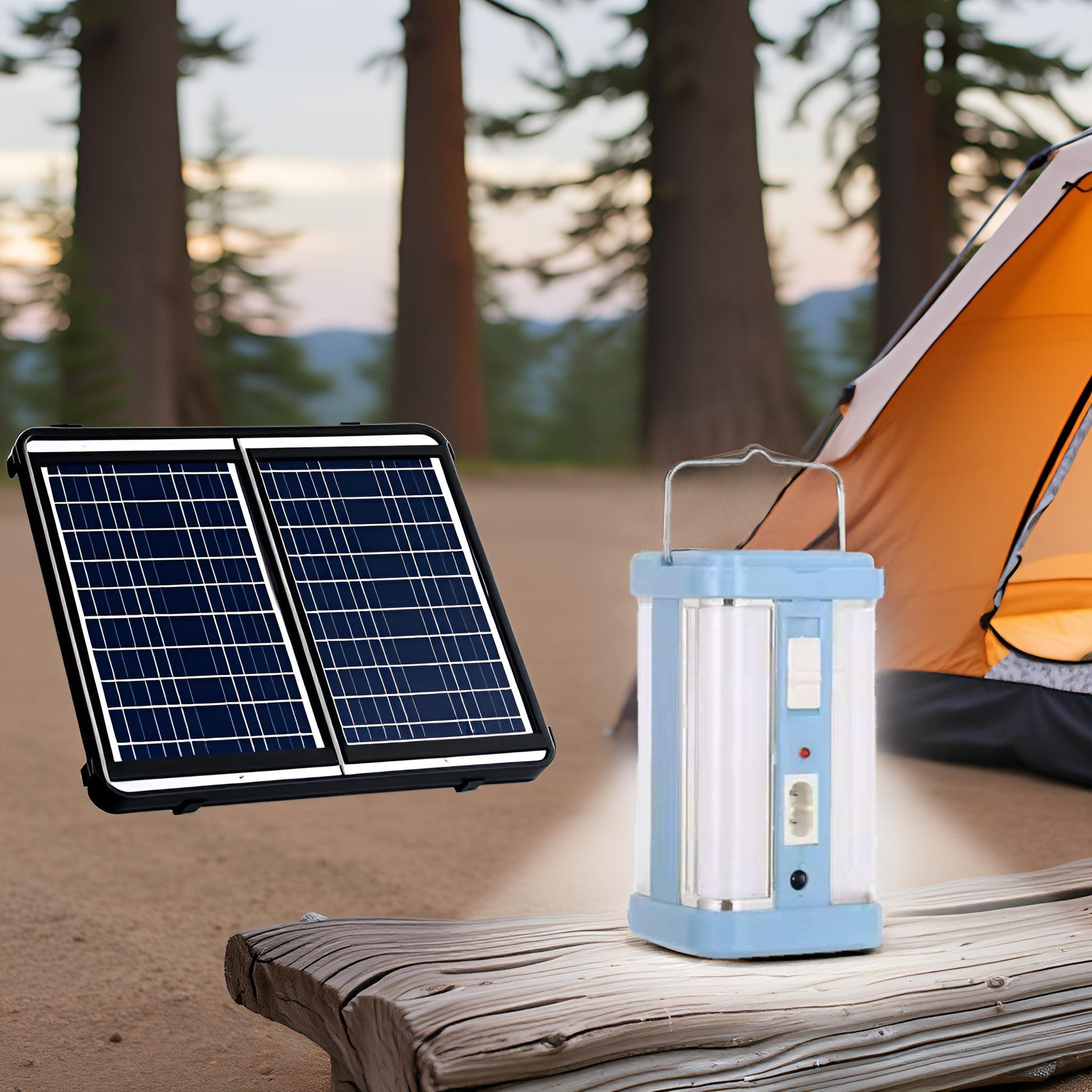 A1 LED Solar Rechargeable LED Lantern – Portable Emergency Tube Light with AC & Solar Charging (12.6cm A1 LED