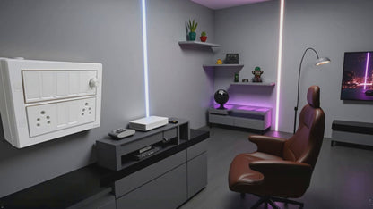 12 Module Silver Line Box – 7 Switches, 2 Sockets, 1 Fan Regulator | Elegant & Durable Design